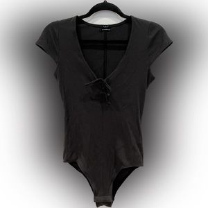 Black Ribbed Bodysuit